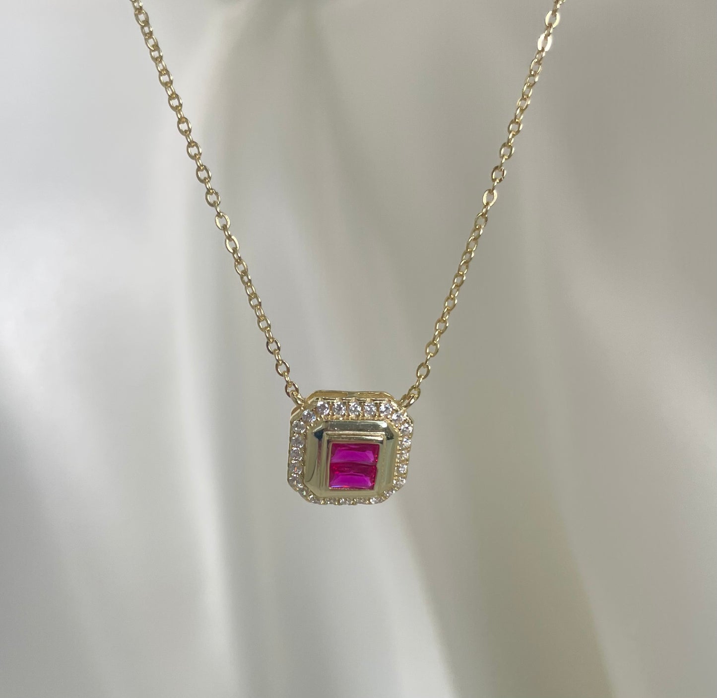 "HOT PINK" SILVER/GOLD NECKLACE