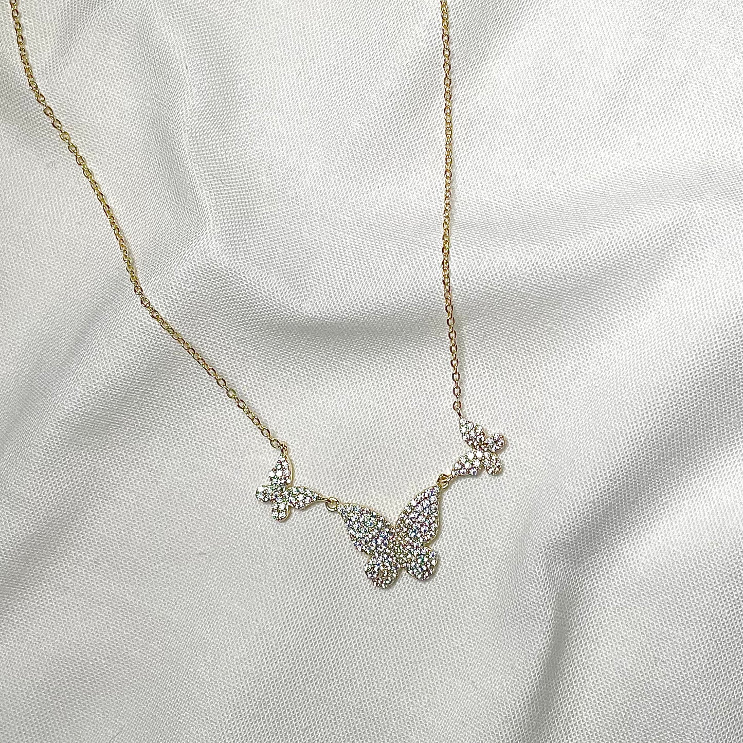 "AFTERGLOW BUTTERFLY" SILVER/GOLD NECKLACE