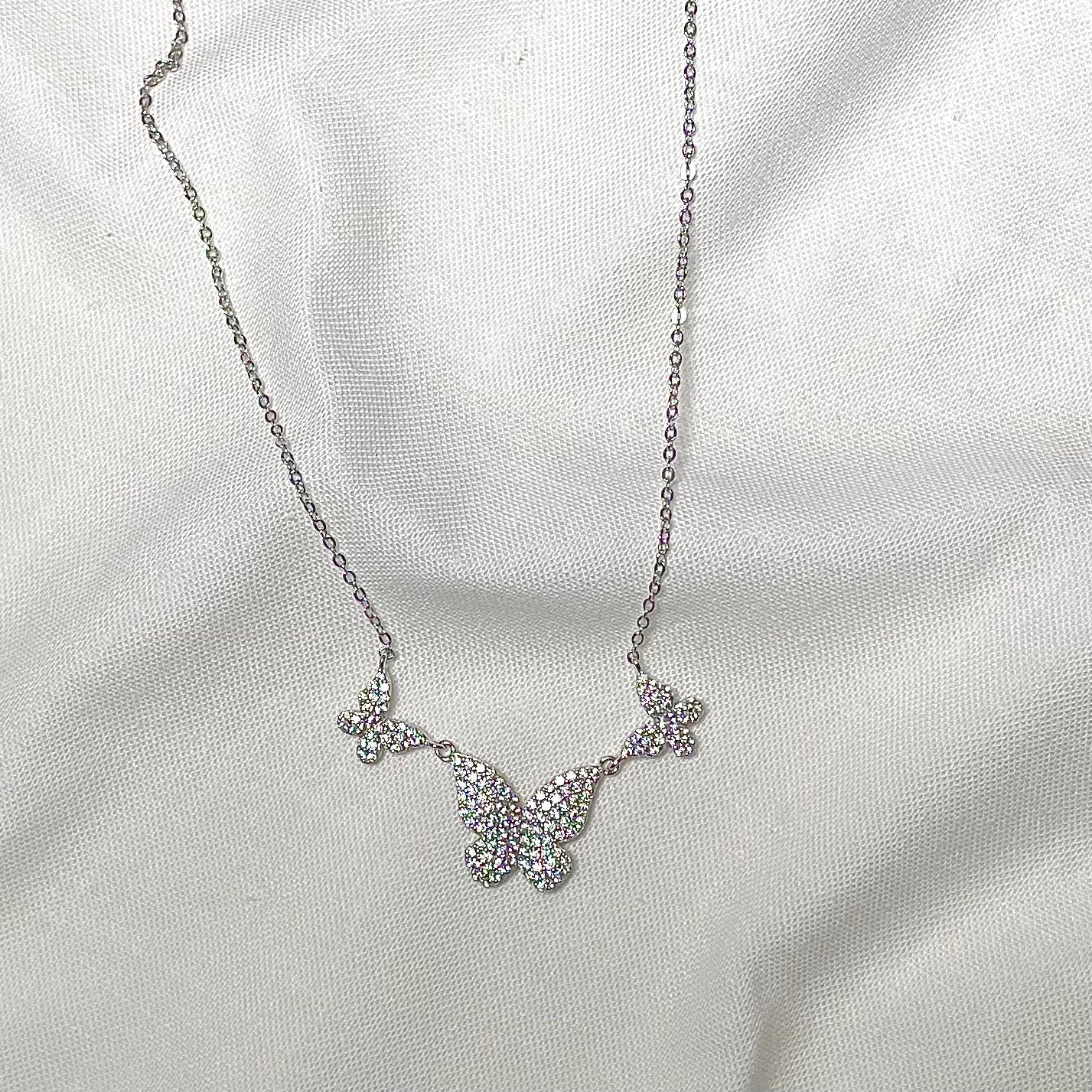 "AFTERGLOW BUTTERFLY" SILVER/GOLD NECKLACE